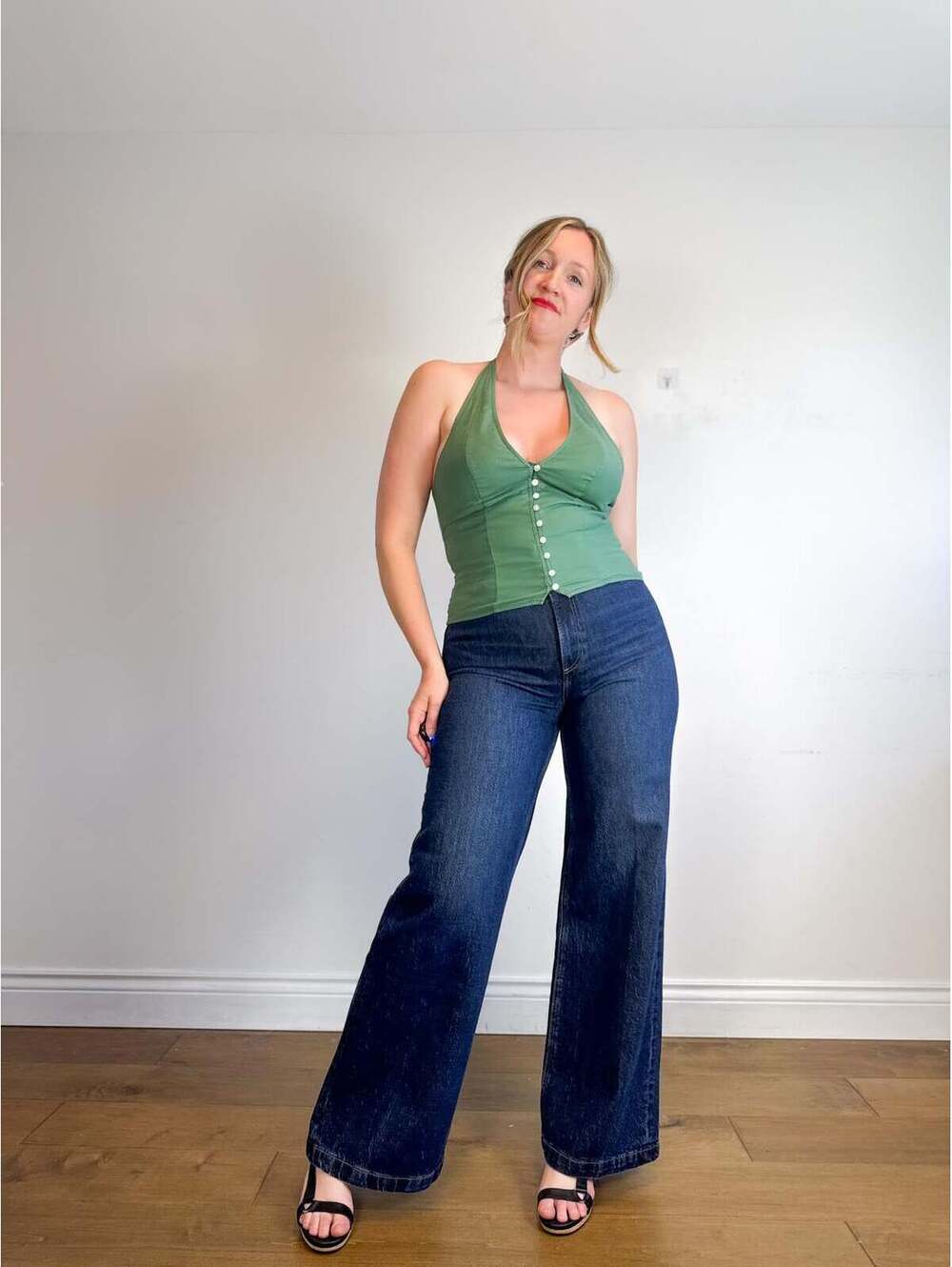 PISTOLA "Lana High-Rise Wide-Leg Jeans in Dark Wash" (Size 30)